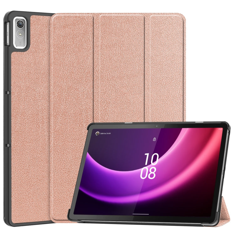 Rose gold 3-fold leather smart tablet case with stand for Tab P11 Gen 2