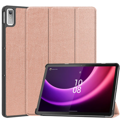 Rose gold 3-fold leather smart tablet case with stand for Tab P11 Gen 2