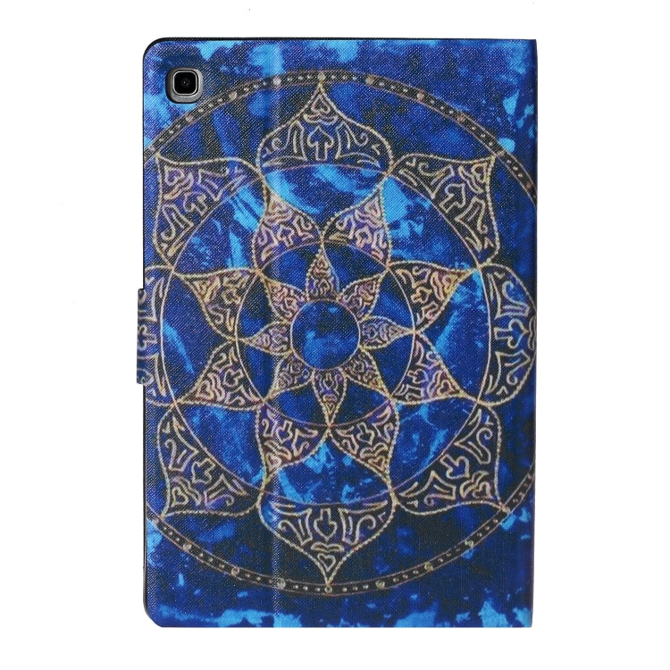 Blue mandala patterned tablet case front with camera cutout