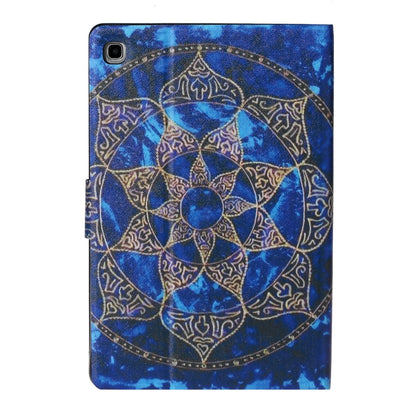 Blue mandala patterned tablet case front with camera cutout