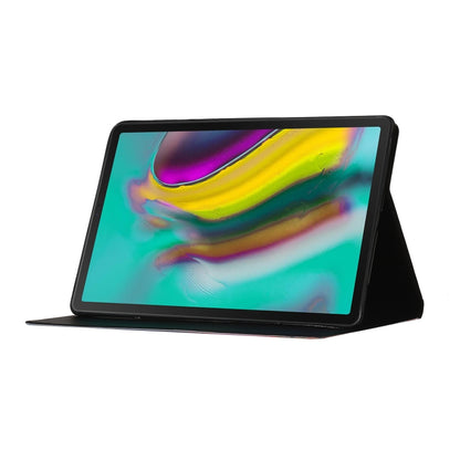 Tablet in black folio case with front cover folded into a viewing stand