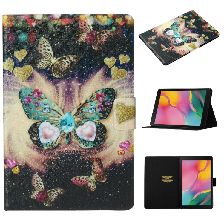Tablet flip leather case with butterfly and heart print; card slot, fold stand