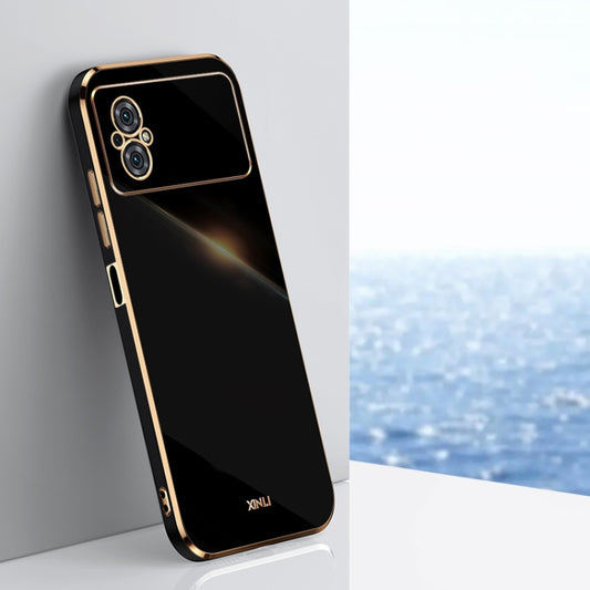 Black straight-edge TPU phone case with gold-tone electroplate frame, dual-camera cutouts