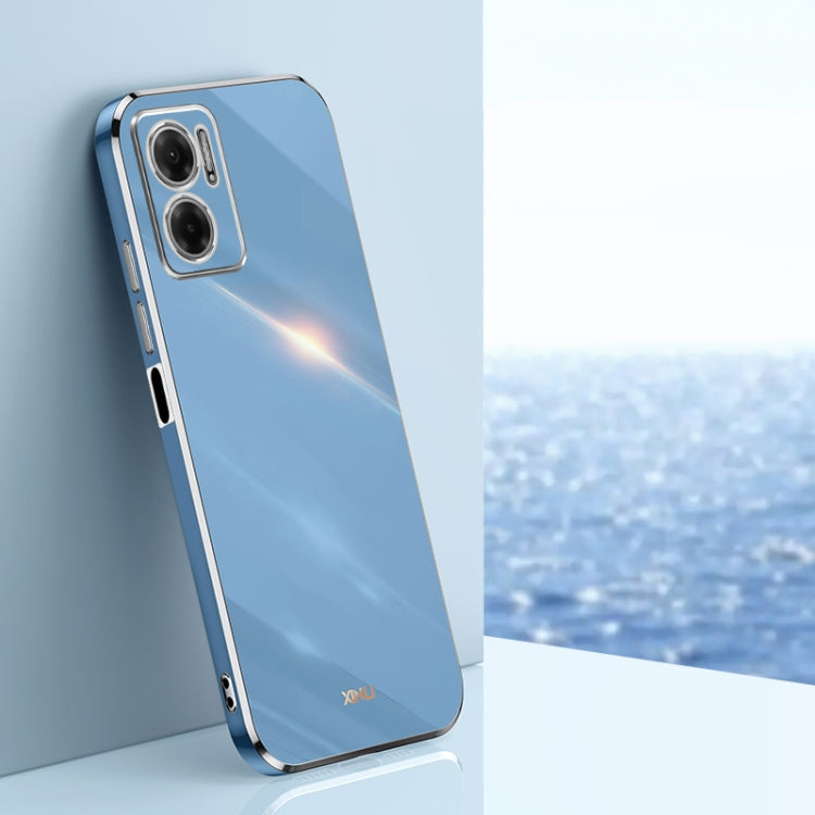Celestial blue electroplate TPU phone case with dual camera cutouts and raised edges