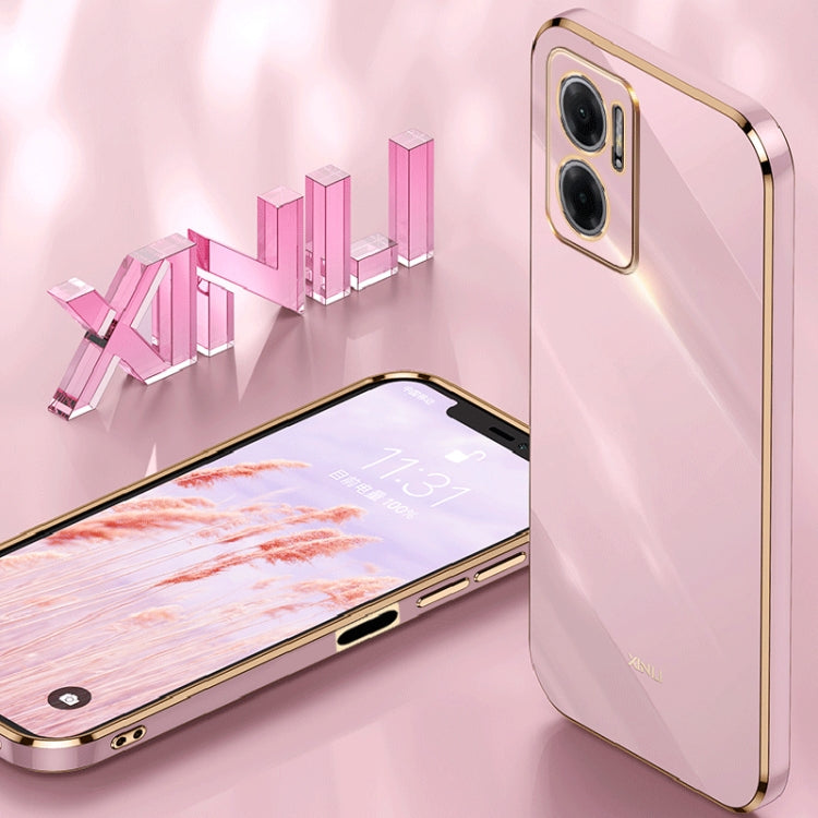 Rose pink TPU phone case with electroplated frame and dual camera cutouts