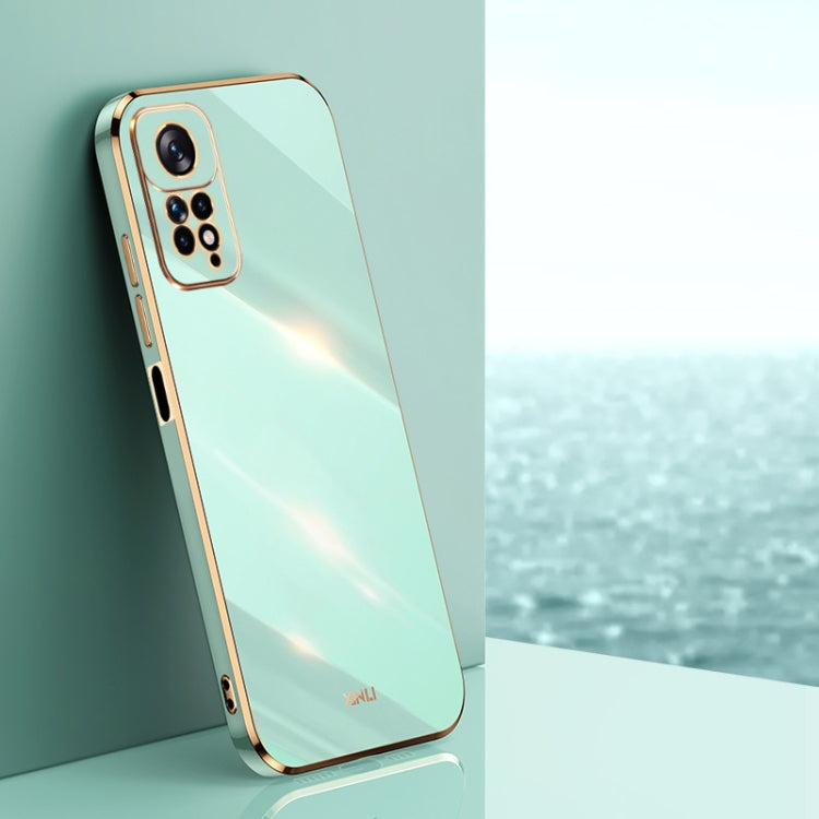 Electroplate TPU phone case, mint green with gold trim and camera cutouts