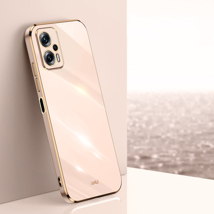 Electroplate TPU phone case, pale pink with gold trim and camera cutouts