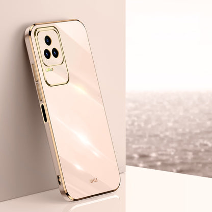 White TPU phone case with gold electroplate edge and camera cutout