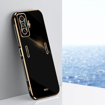 Black TPU phone case with gold electroplate edge and triple camera cutout