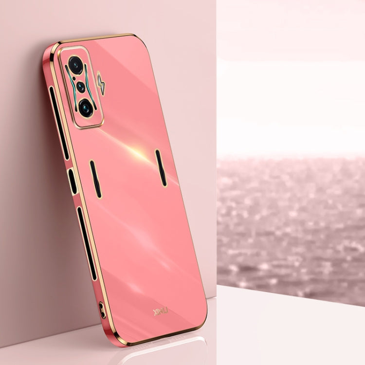 Coral pink TPU phone case with gold electroplate edge and camera cutout