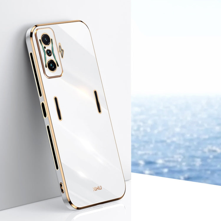 White TPU phone case with gold electroplate edge and camera cutout