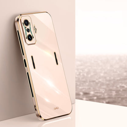 Beige TPU phone case with gold electroplate edge and camera cutout