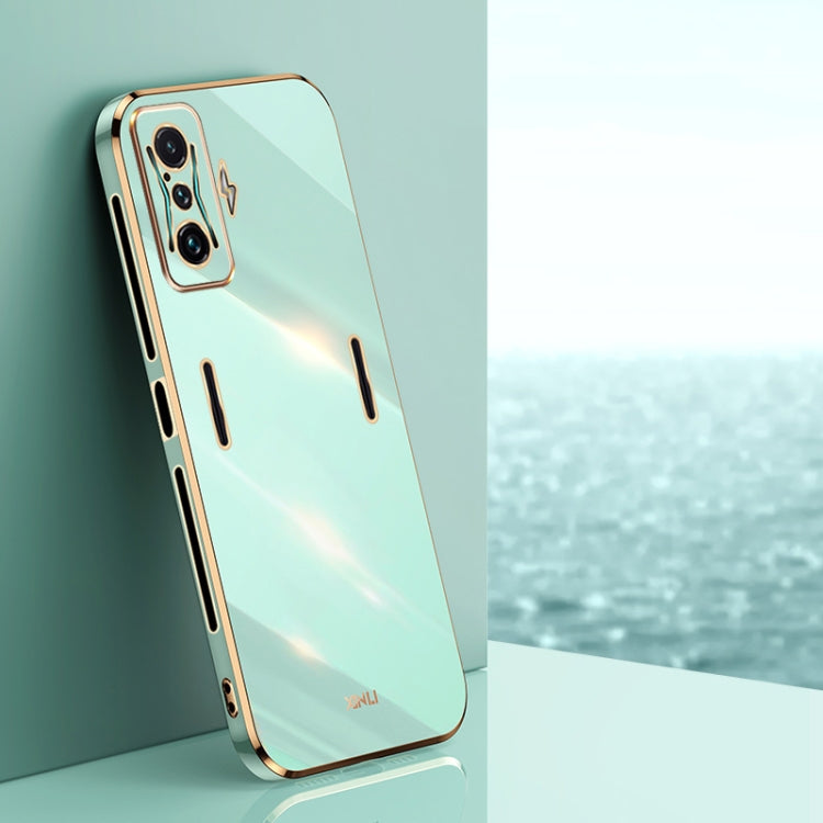 Mint green TPU phone case with gold electroplate edge and camera cutout