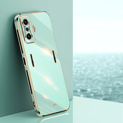 Mint green TPU phone case with gold electroplate edge and camera cutout