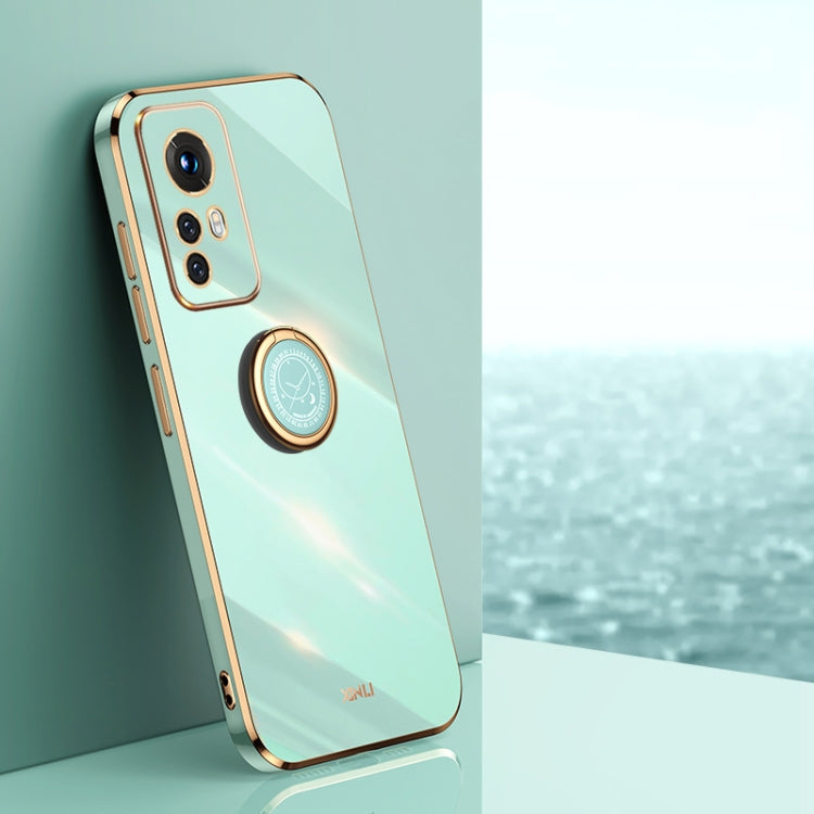 Mint blue TPU phone case with electroplate trim and ring holder, for compatible Xiaomi models