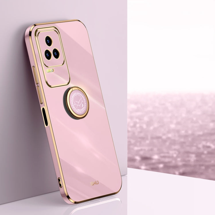 Rose pink TPU phone case with electroplate trim and ring holder, for compatible Xiaomi models