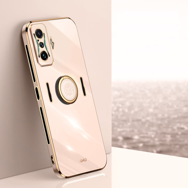 Cream TPU phone case with ring holder, electroplated gold-tone straight edges