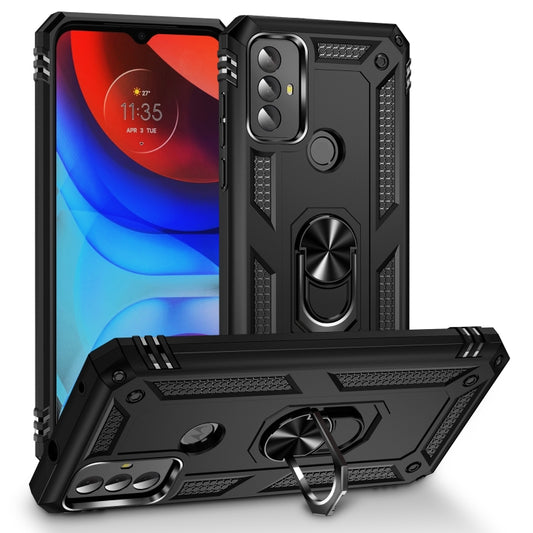Shockproof phone case with holder, black rugged TPU/PC for device protection