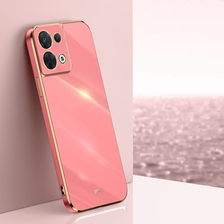 Pink TPU phone case with electroplate gold edge and camera cutouts