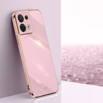 Rose pink TPU phone case with electroplate gold edge and camera cutouts