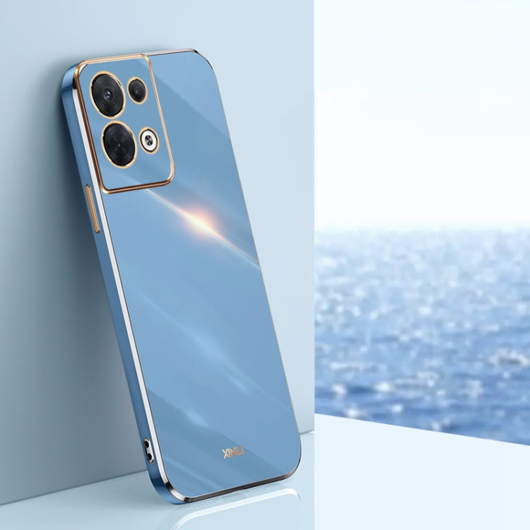 Electroplate TPU phone case with raised camera guard, light blue color, straight edges