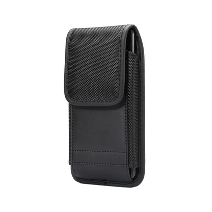 Black phone waist bag with textured front pocket and flap closure