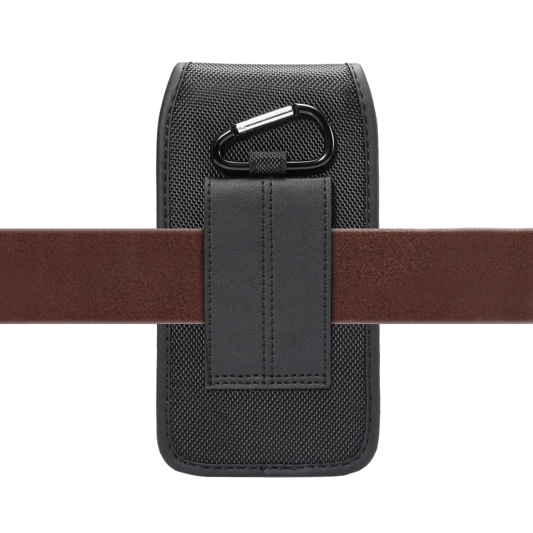 Black phone waist bag with belt strap and front pocket with card slot