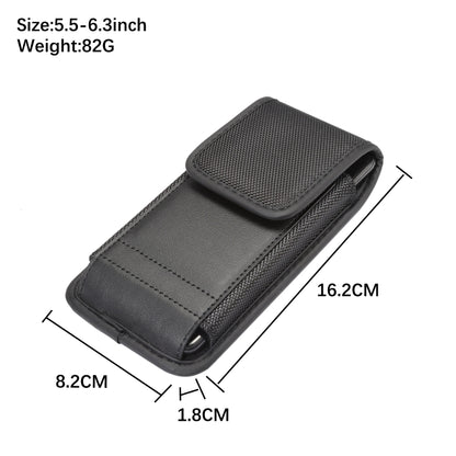 Black phone waist bag dimensions with front pocket and flap closure