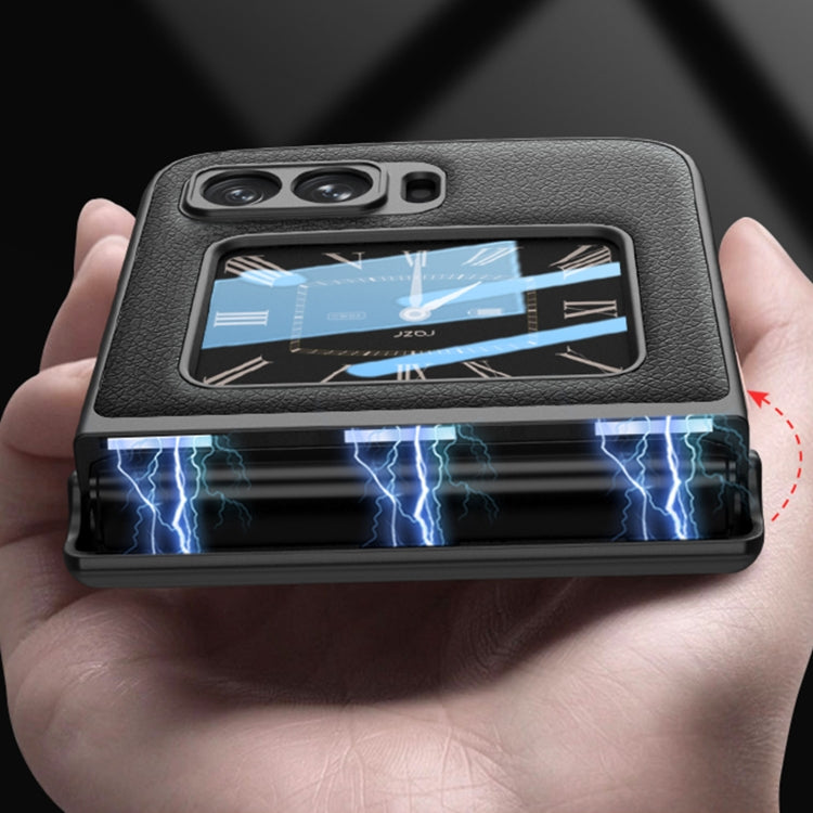 Magnetic folding shockproof phone case, black leather-texture with protective lightning guard