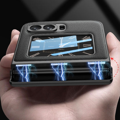 Magnetic folding shockproof phone case, black leather-texture with protective lightning guard