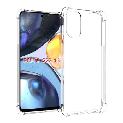 Clear TPU shockproof phone case with raised corners and camera cutout for Moto G22 4G
