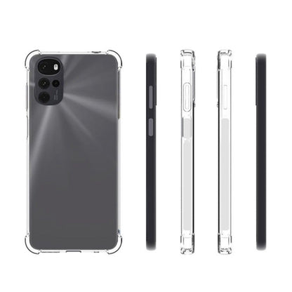 Clear TPU phone case set with button openings, slim sides, and camera cutouts