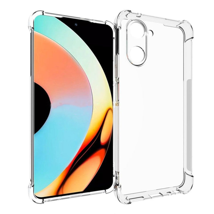 Clear TPU phone case with camera cutouts and shockproof bumper, front and back view