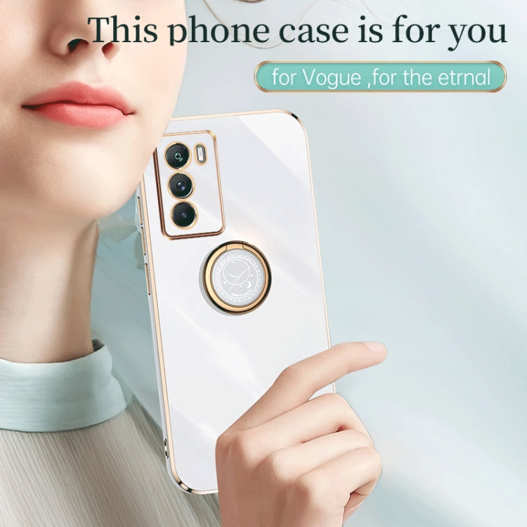 XINLI Straight Edge 6D Electroplate TPU Phone Case with Ring Holder, For vivo Y55s 5G, For vivo Z5x, For vivo Y33s, For vivo Y51 2020 December