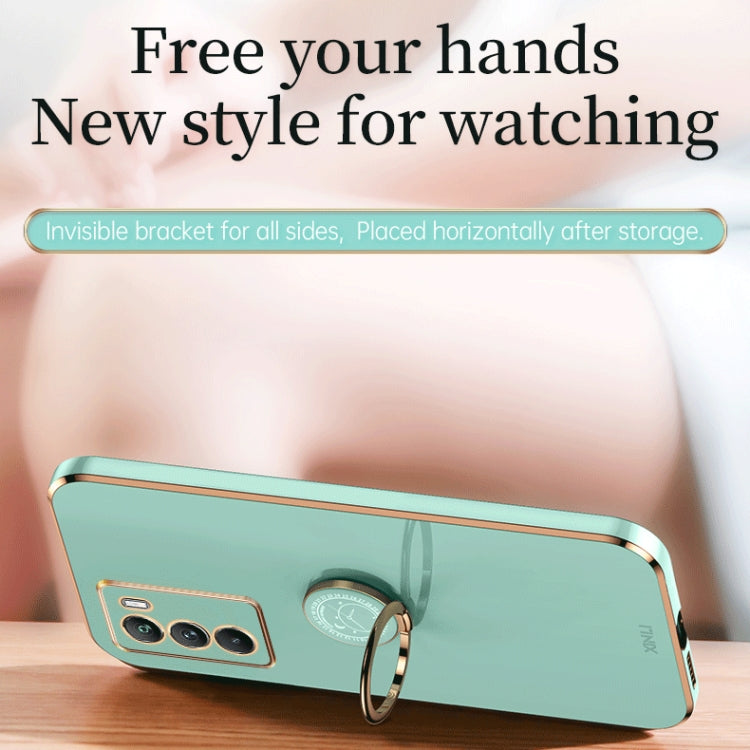 XINLI Straight Edge 6D Electroplate TPU Phone Case with Ring Holder, For vivo Y55s 5G, For vivo Z5x, For vivo Y33s, For vivo Y51 2020 December