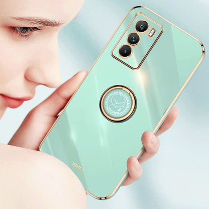 XINLI Straight Edge 6D Electroplate TPU Phone Case with Ring Holder, For vivo Y55s 5G, For vivo Z5x, For vivo Y33s, For vivo Y51 2020 December
