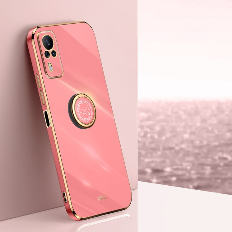 XINLI Straight Edge 6D Electroplate TPU Phone Case with Ring Holder, For vivo Y55s 5G, For vivo Z5x, For vivo Y33s, For vivo Y51 2020 December