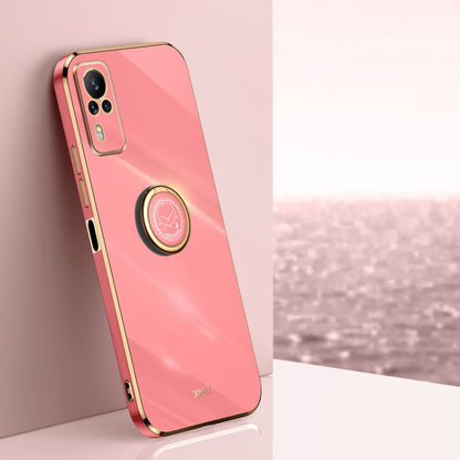 XINLI Straight Edge 6D Electroplate TPU Phone Case with Ring Holder, For vivo Y55s 5G, For vivo Z5x, For vivo Y33s, For vivo Y51 2020 December