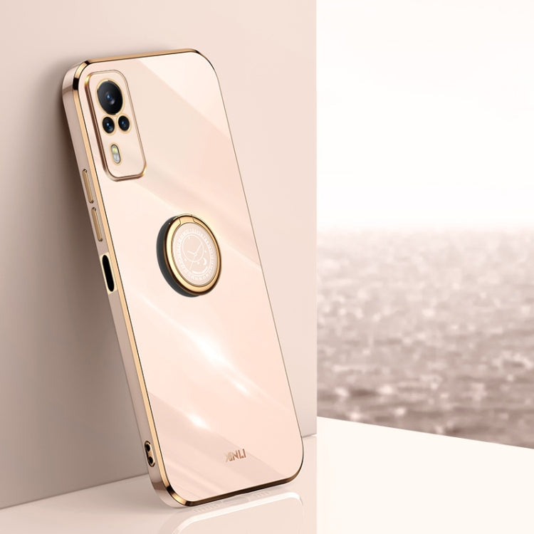 XINLI Straight Edge 6D Electroplate TPU Phone Case with Ring Holder, For vivo Y55s 5G, For vivo Z5x, For vivo Y33s, For vivo Y51 2020 December
