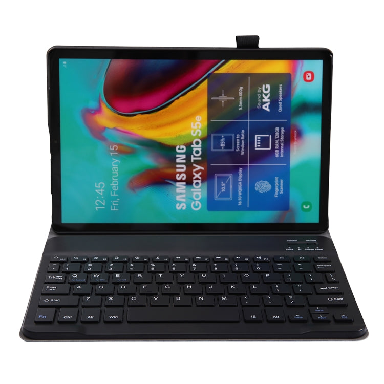 Black Bluetooth keyboard case with tablet display, full keyboard layout, and stand