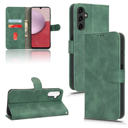 Green leather-style magnetic flip phone case with wallet flap, card slots, and camera cutout