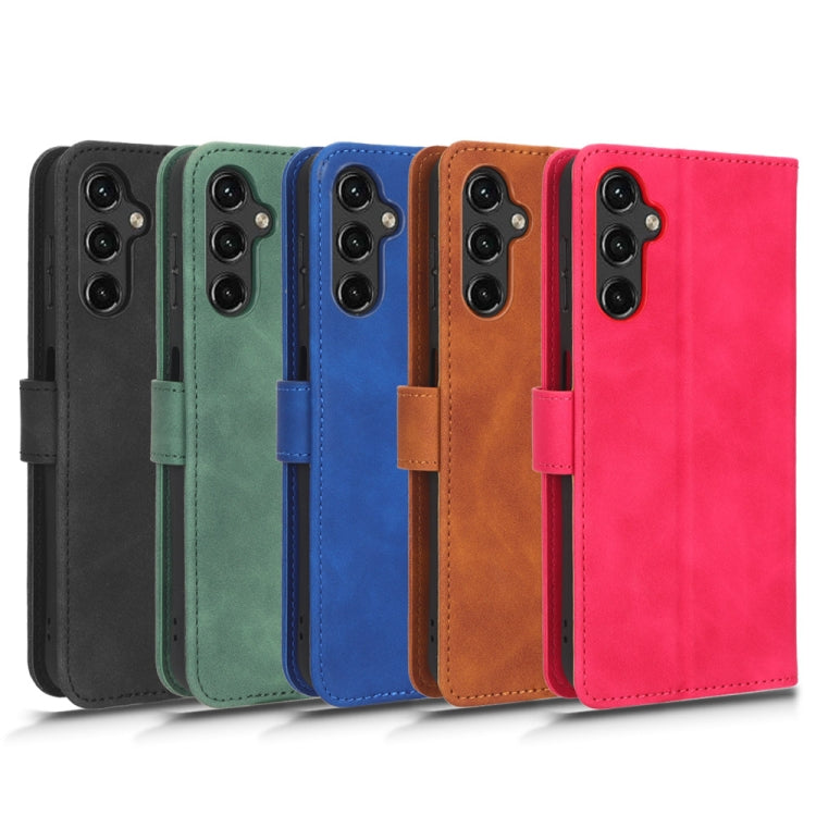 Magnetic flip leather phone cases in black, green, blue, brown, and pink (set)