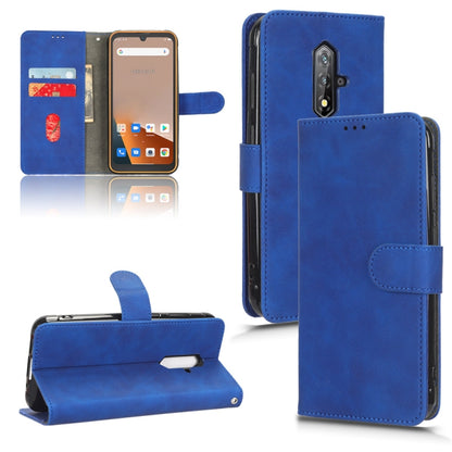 Blue leather-style magnetic flip phone case with wallet flap, card slots, and camera cutout