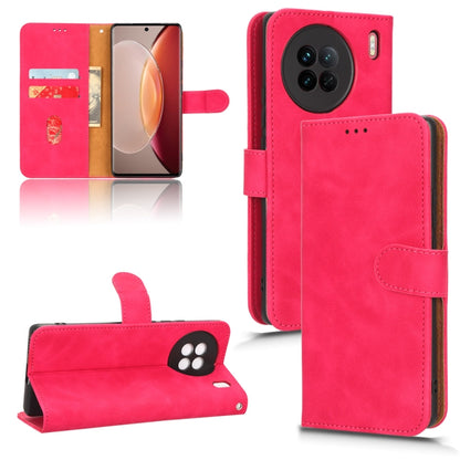 Magenta magnetic flip leather phone case with card slot and rear camera opening