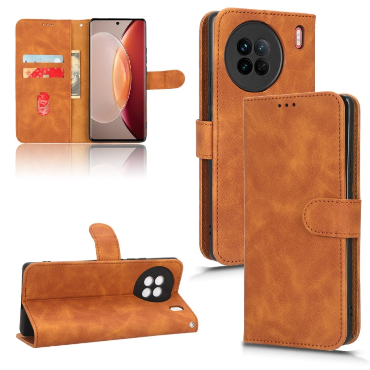 Cognac brown magnetic flip leather phone case with card slot and camera opening
