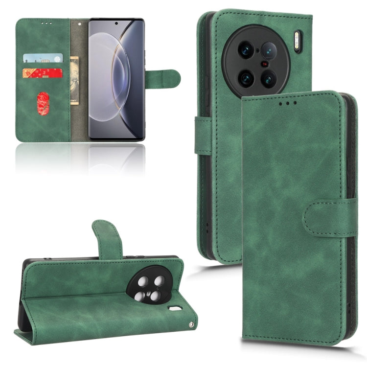 Green leather-style magnetic flip phone case with card slots and flip cover for screen