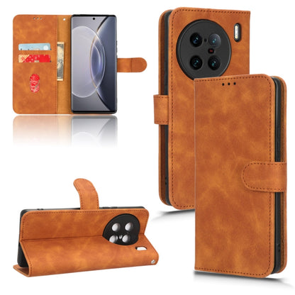 Warm brown magnetic flip leather phone case with card pocket and camera cutout