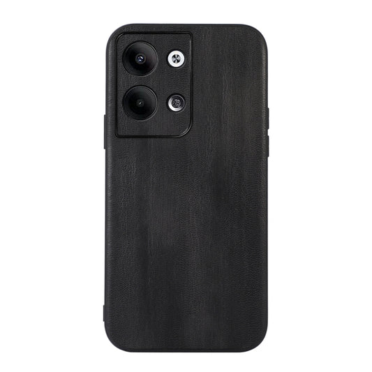 Black PU phone case with textured finish, cutouts for camera and ports