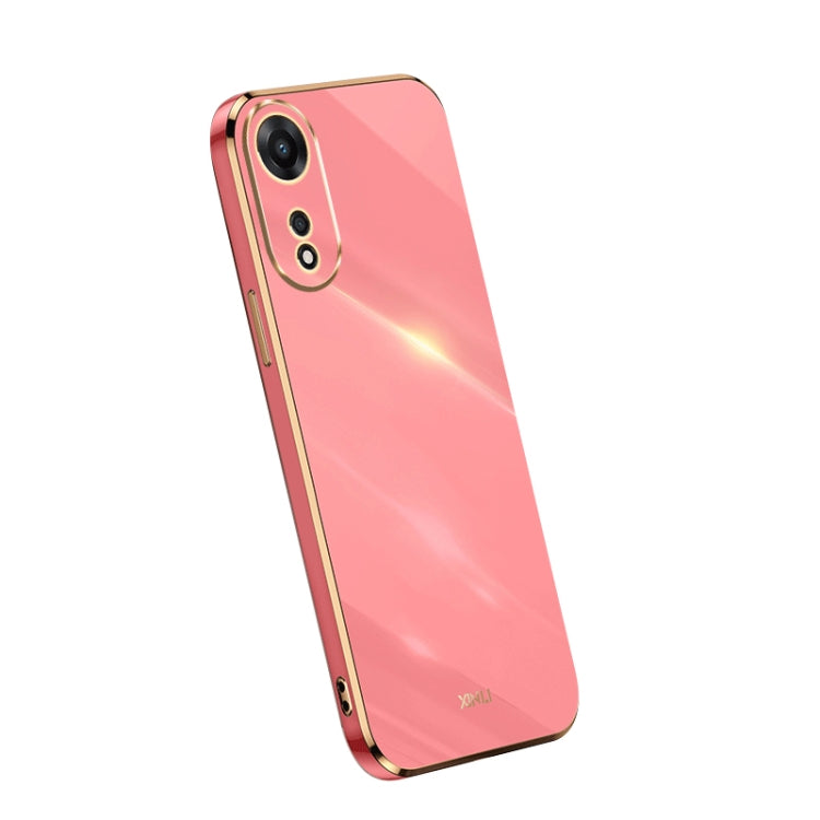 Electroplate TPU phone case in red with gold trim; dual camera cutouts.