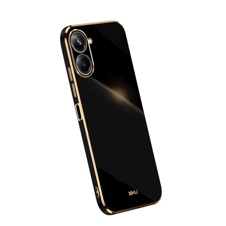 Electroplate TPU phone case in black with gold trim; dual camera cutouts.